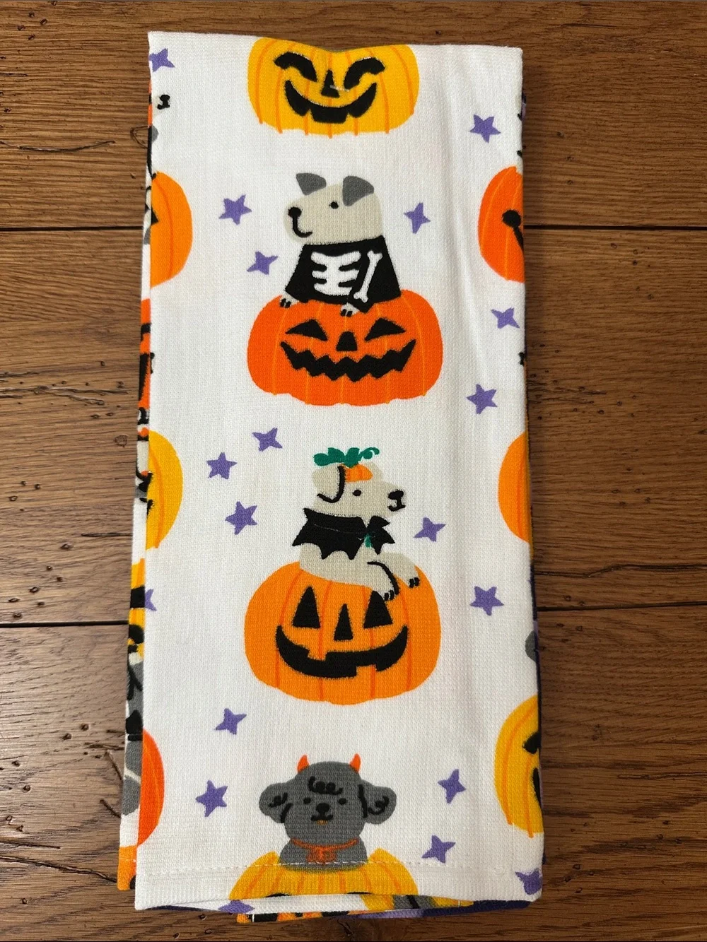 Celebrate Together Halloween Dog & Pumpkin Kitchen Towels - Purple & Orange